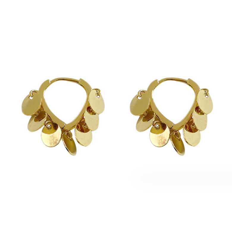 Bông Tai Dáng Dài Mặt Hình Trái Tim Phối Tua Rua Đơn Giản Thời Trang