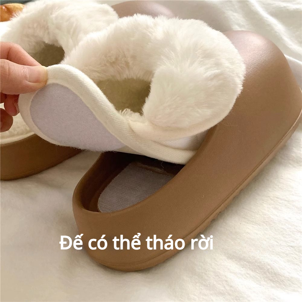 🔥Có Hàng Sẵn🔥Dép cotton Bít Mũi Đi Trong Nhà Đế Dày Giữ Ấm Mùa Đông Cho Nữ