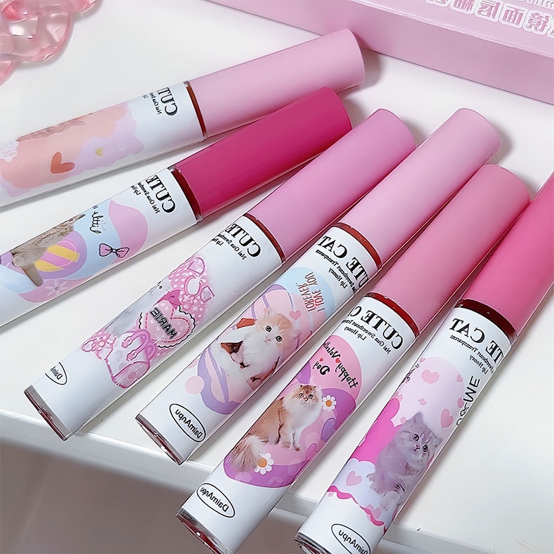 Son Bóng Tráng Gương Hình Mèo Dễ Thương son mềm mịn căng mọng môi Cao Cấp HHMBB0020