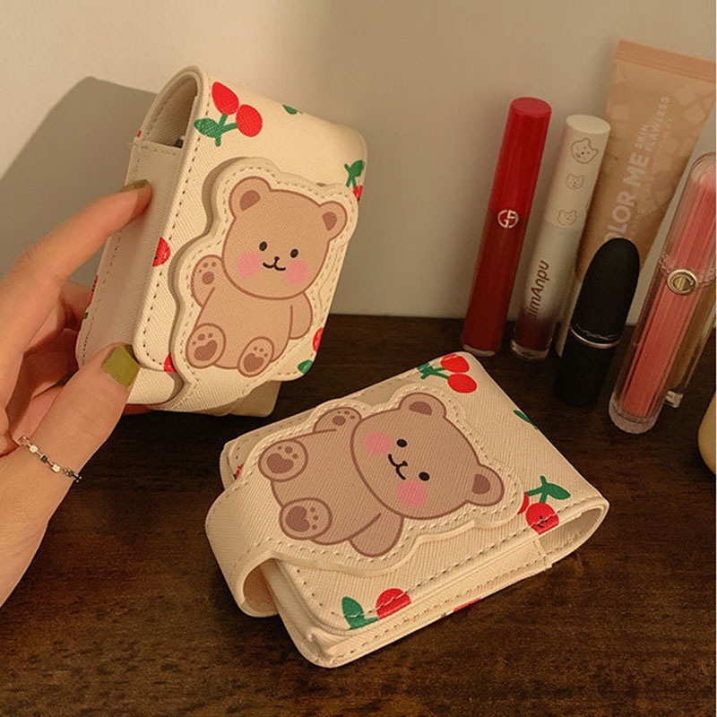 Túi Đựng Mỹ Phẩm mini Kèm Gương Hình Gấu Dễ Thương Hoạt Hình