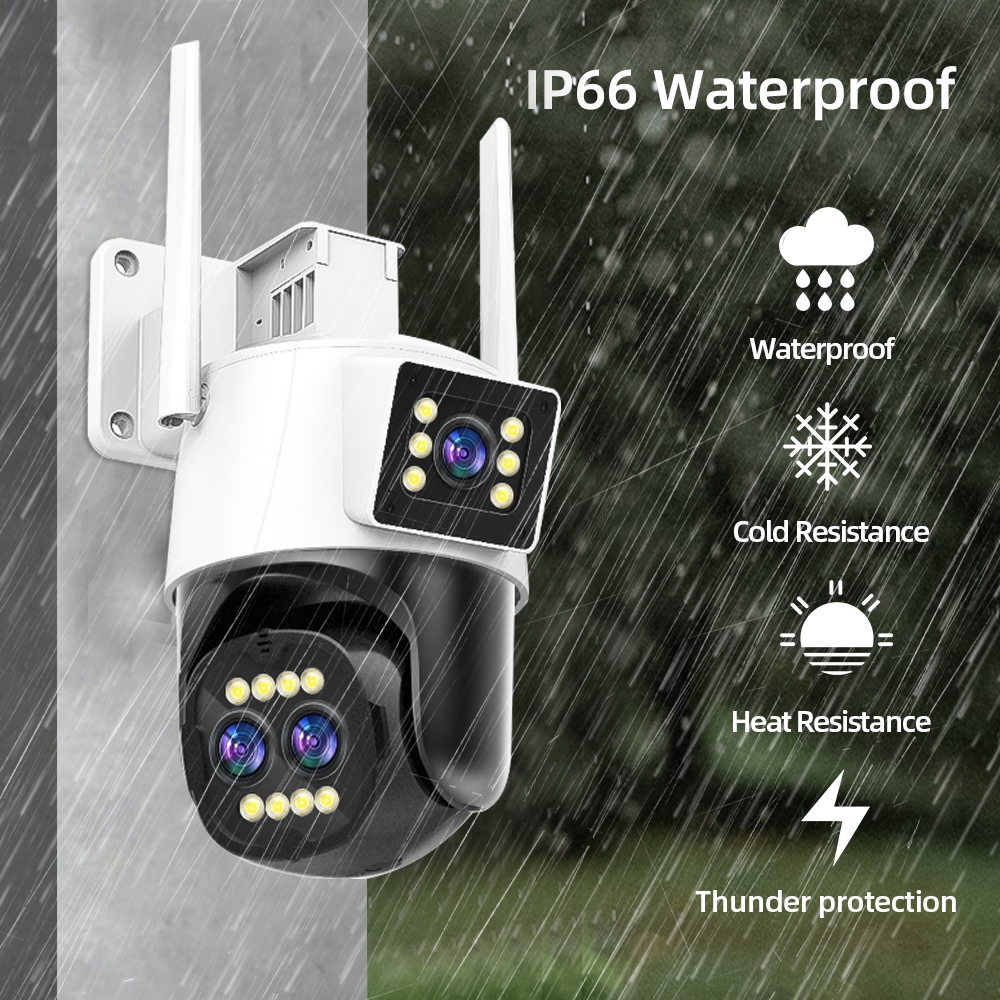 LLSEE-ICSEE-9MP - Camera 3 mắt ngoài trời - Camera zoom 10X ngoài trời wifi không dây - PTZ - Tầm nhìn ban đêm đầy màu sắc - Cuộc gọi hai chiều - Theo dõi di động - Chống nước