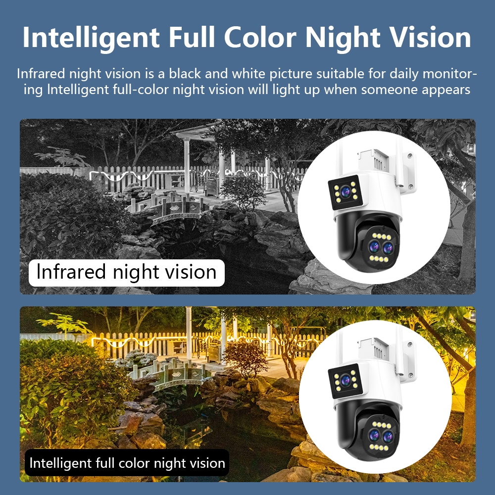 LLSEE-ICSEE-9MP - Camera 3 mắt ngoài trời - Camera zoom 10X ngoài trời wifi không dây - PTZ - Tầm nhìn ban đêm đầy màu sắc - Cuộc gọi hai chiều - Theo dõi di động - Chống nước
