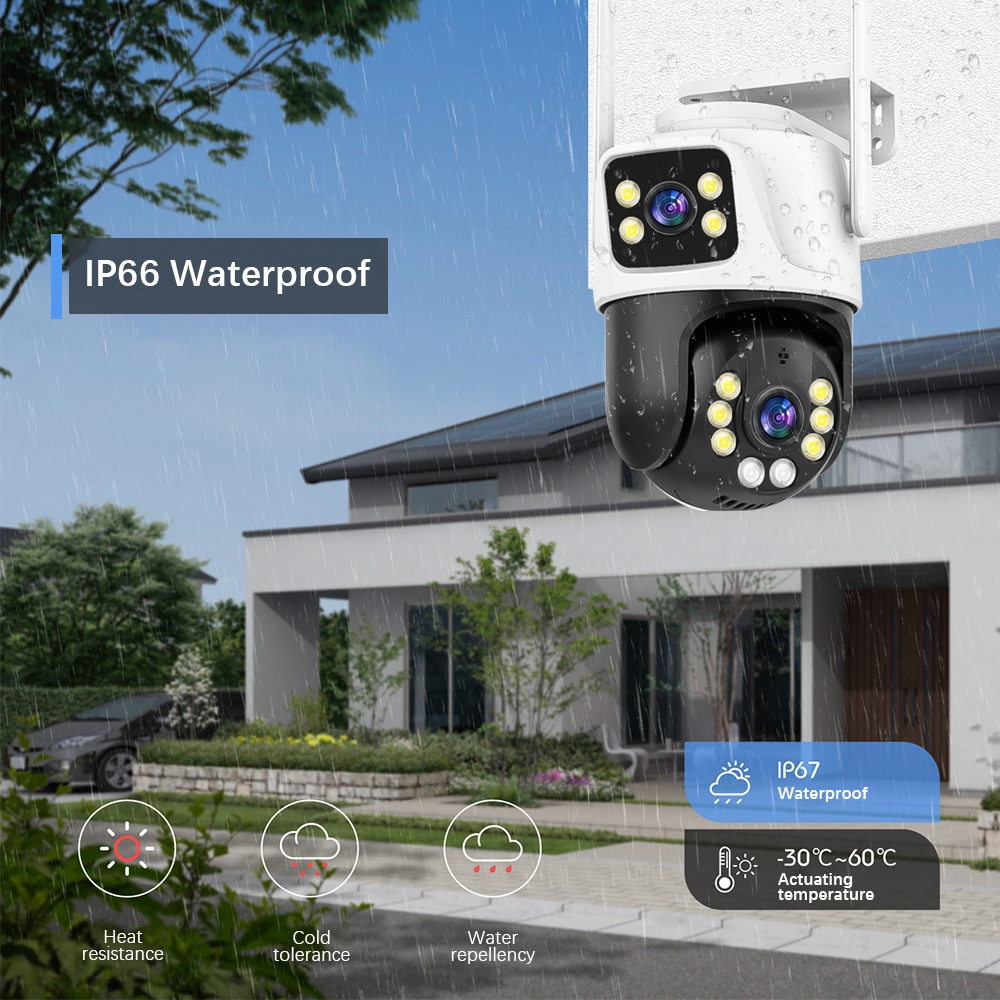 Camera LLSEE ICSEE 8MP 4k 2 mắt ngoài trời chống nước IP66 PTZ WIFI không dây màu tầm nhìn đêm theo dõi điện thoại