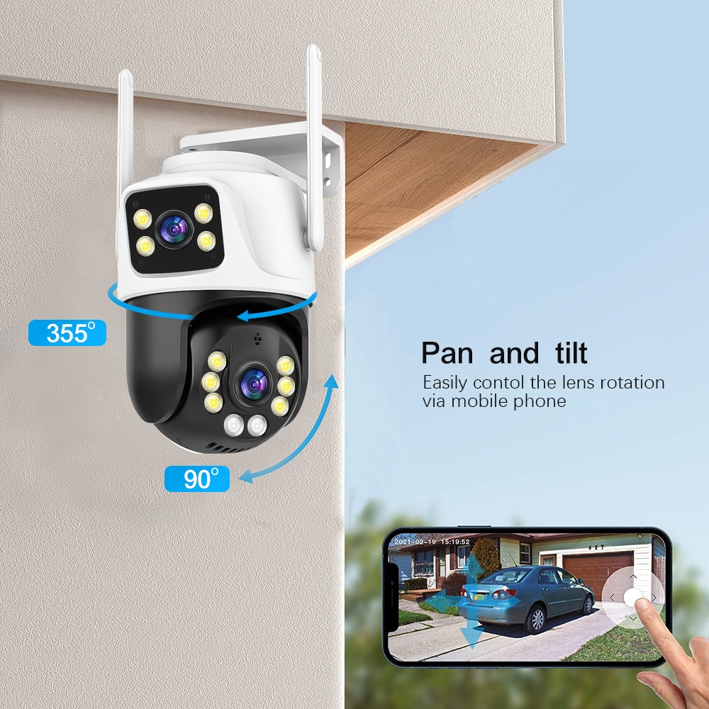 Camera LLSEE ICSEE 8MP 4k 2 mắt ngoài trời chống nước IP66 PTZ WIFI không dây màu tầm nhìn đêm theo dõi điện thoại