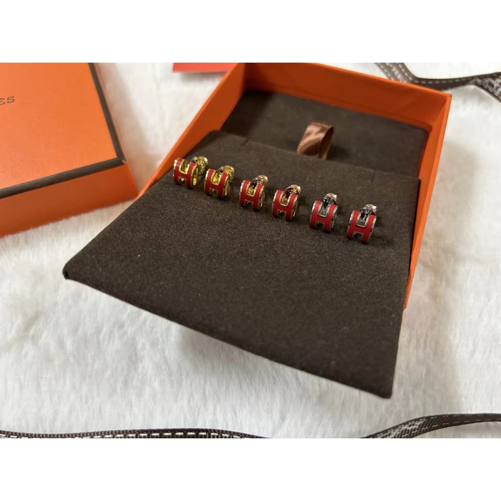 Khuyên Tai hermes trumpet hermes hermes Tráng Men Màu Tím