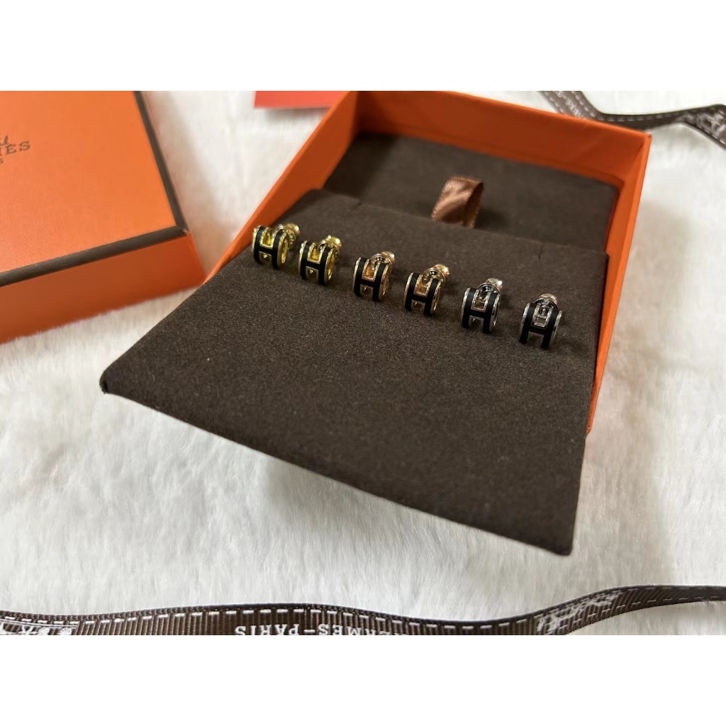 Khuyên Tai hermes trumpet hermes hermes Tráng Men Màu Tím