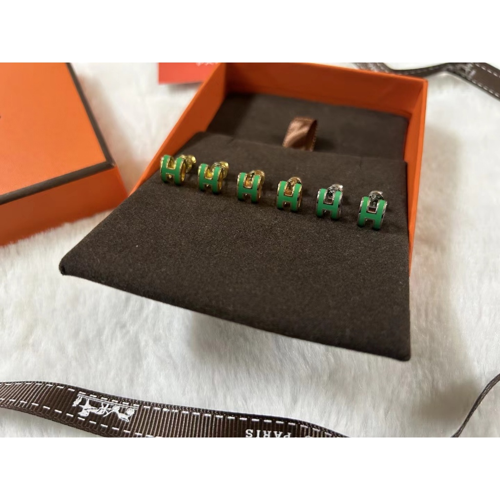 Khuyên Tai hermes trumpet hermes hermes Tráng Men Màu Tím