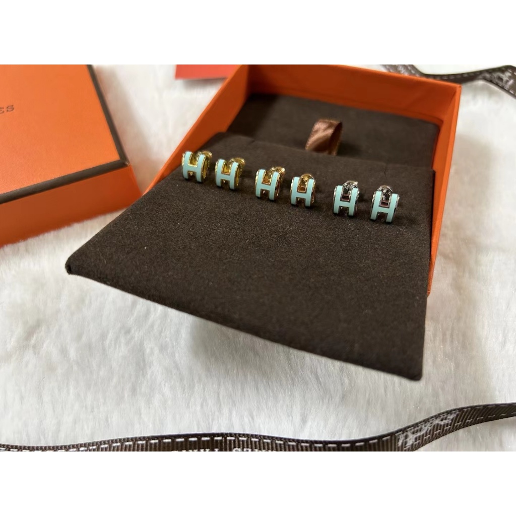 Khuyên Tai hermes trumpet hermes hermes Tráng Men Màu Tím