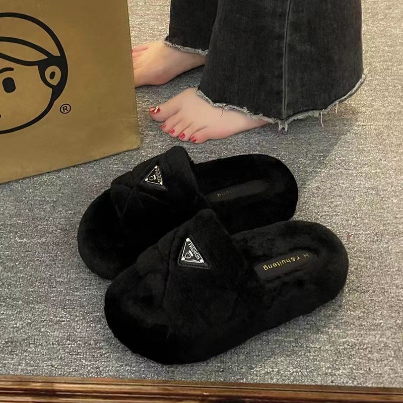 Dép Đế Dày Cao Cấp Quai Lông Thời Trang Thu Đông Hàng Mới 2023 Dành Cho Bạn Nữ