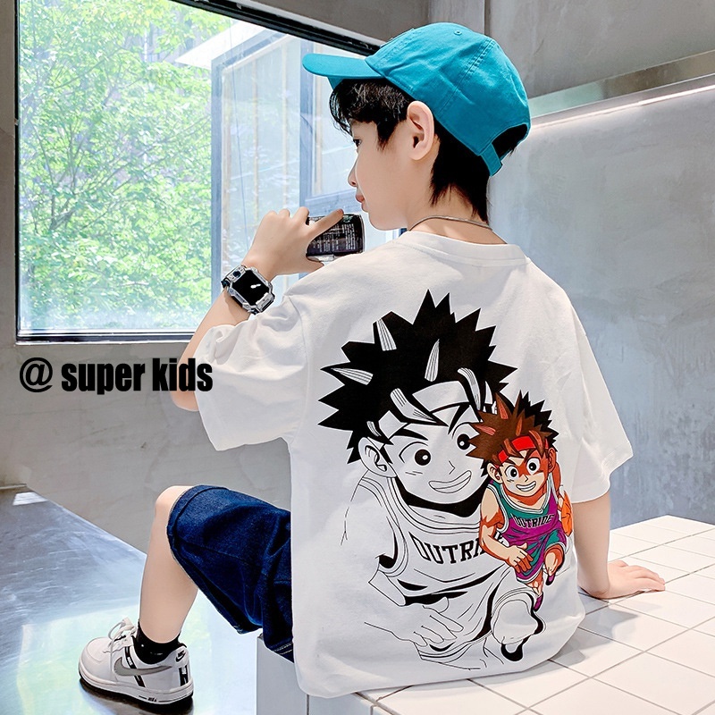 SUPER KIDS quần áo trẻ em Áo Thun Ngắn Tay Họa Tiết Hoạt Hình Thời Trang Cho Trẻ Em Trai đồ bé trai