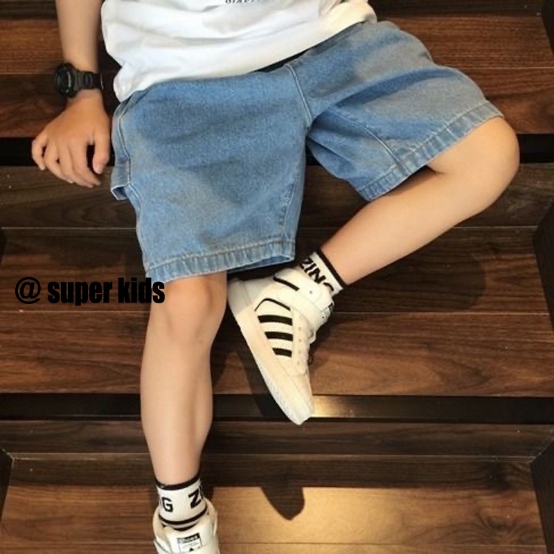 SUPER KIDS Quần Short Jean Phong Cách hip hop Hàn Quốc Thời Trang Mùa Hè Cho Bé Trai