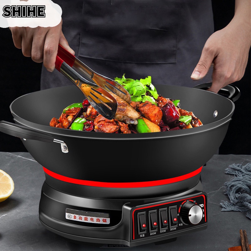 SHIHE Nồi gang đa năng , lẩu điện, nồi chiên, nồi hấp, nồi hầm, điều chỉnh nhiệt độ nhiều mức, hẹn giờ thông minh