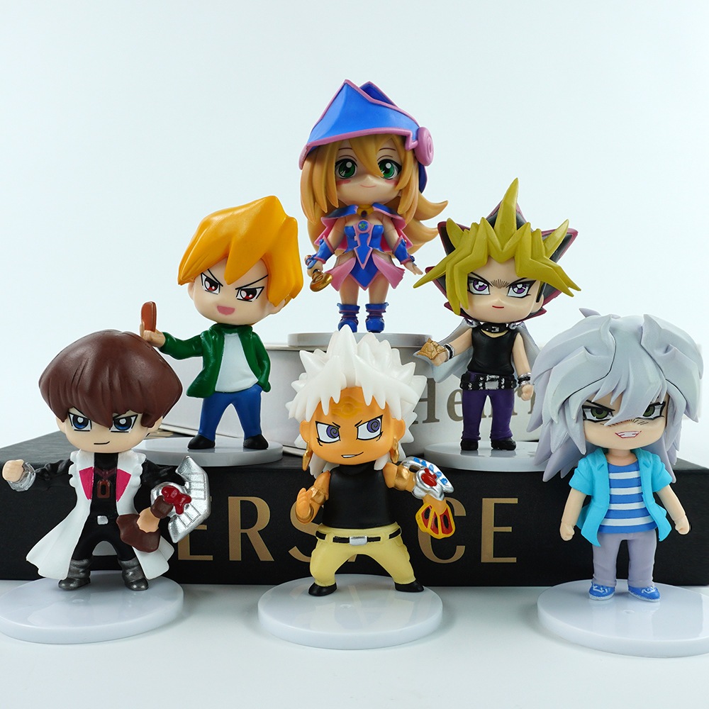 Bộ 6 Nhân Vật Hoạt Hình yu-gi-oh 9-10cm 9-10cm Yugi muto seto kaiba joey wheeler Bằng pvc Hình Cô Gái Phép Thuật Màu Đen