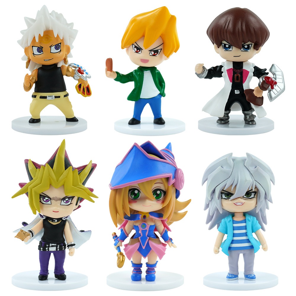 Bộ 6 Nhân Vật Hoạt Hình yu-gi-oh 9-10cm 9-10cm Yugi muto seto kaiba joey wheeler Bằng pvc Hình Cô Gái Phép Thuật Màu Đen