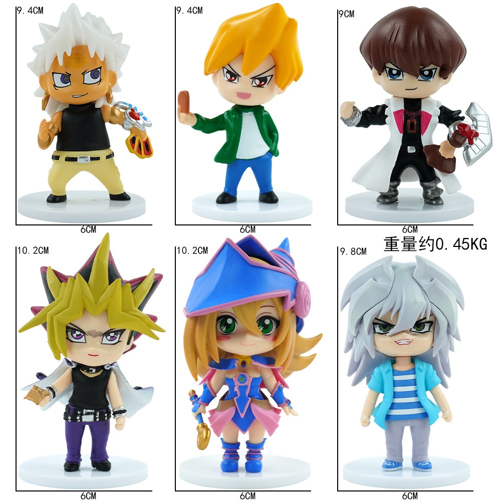 Bộ 6 Nhân Vật Hoạt Hình yu-gi-oh 9-10cm 9-10cm Yugi muto seto kaiba joey wheeler Bằng pvc Hình Cô Gái Phép Thuật Màu Đen