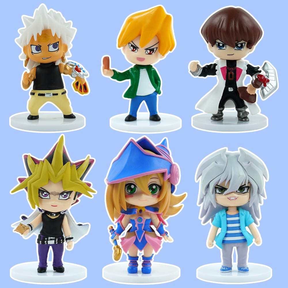 Bộ 6 Nhân Vật Hoạt Hình yu-gi-oh 9-10cm 9-10cm Yugi muto seto kaiba joey wheeler Bằng pvc Hình Cô Gái Phép Thuật Màu Đen