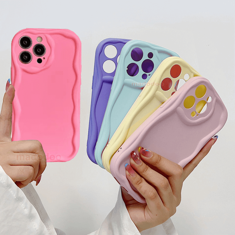 Casing Samsung Galaxy S23 S22 S21 FE Ultra 5G S23+ S22+ S21+ Plus Fine Hole Wavy Cream Edge Macaron color Tpu Shockproof Clear Soft Phone Back Case Cover 1MKL 01