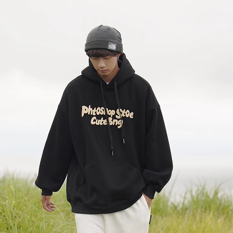 Áo Hoodie Nam Form Rộng Hoodie Basic Unisex Nỉ From Rộng Màu Đen Couple