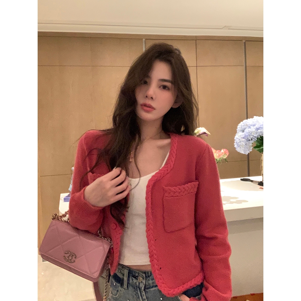 ZHENGYIZHIDAO Áo Khoác cardigan Dệt Kim Tay Dài Màu Hồng Nhạt Sang Trọng Cho Nữ