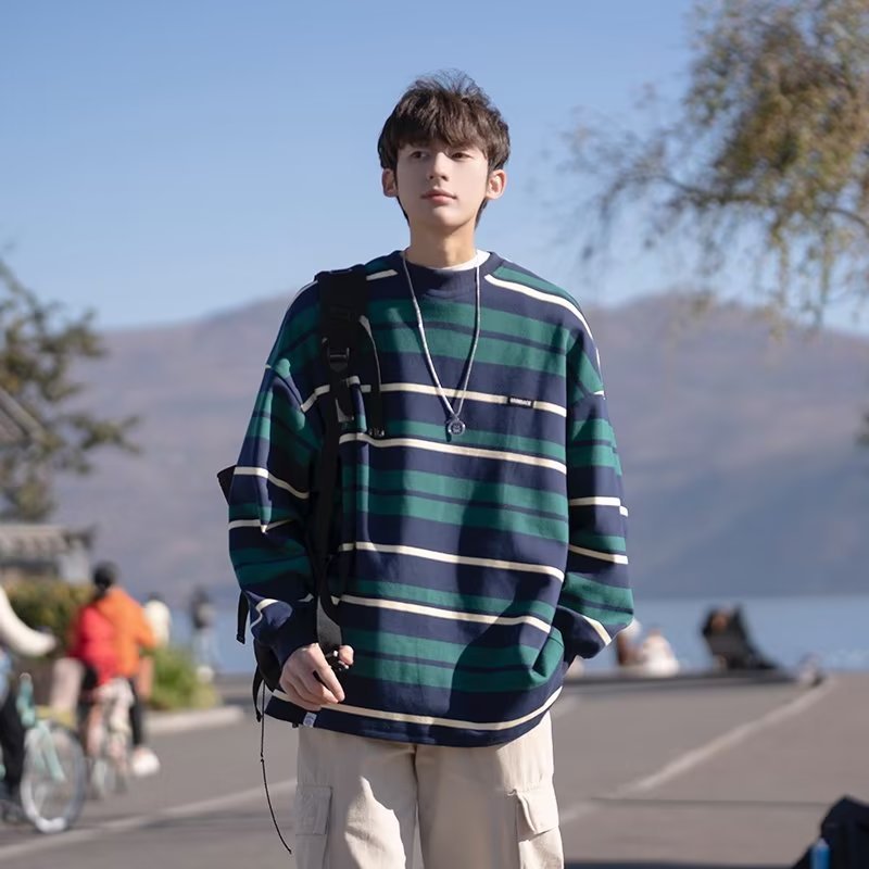 ✦AFFLIGA✦ Áo Thun Nam Tay Dài Dáng Rộng Thời Trang Phong Cách Hàn Quốc