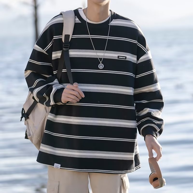 ✦AFFLIGA✦ Áo Thun Nam Tay Dài Dáng Rộng Thời Trang Phong Cách Hàn Quốc