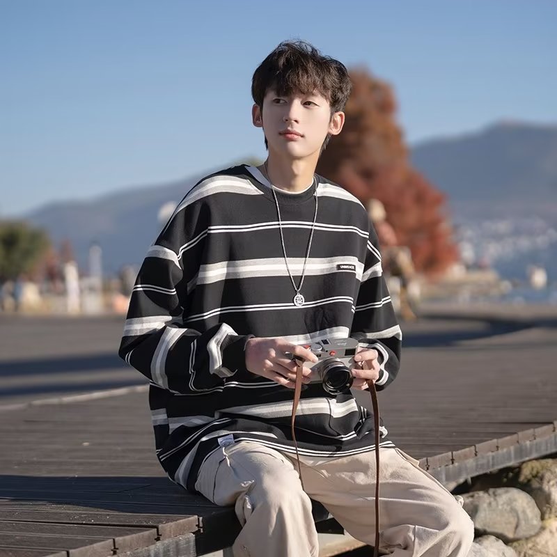 ✦AFFLIGA✦ Áo Thun Nam Tay Dài Dáng Rộng Thời Trang Phong Cách Hàn Quốc