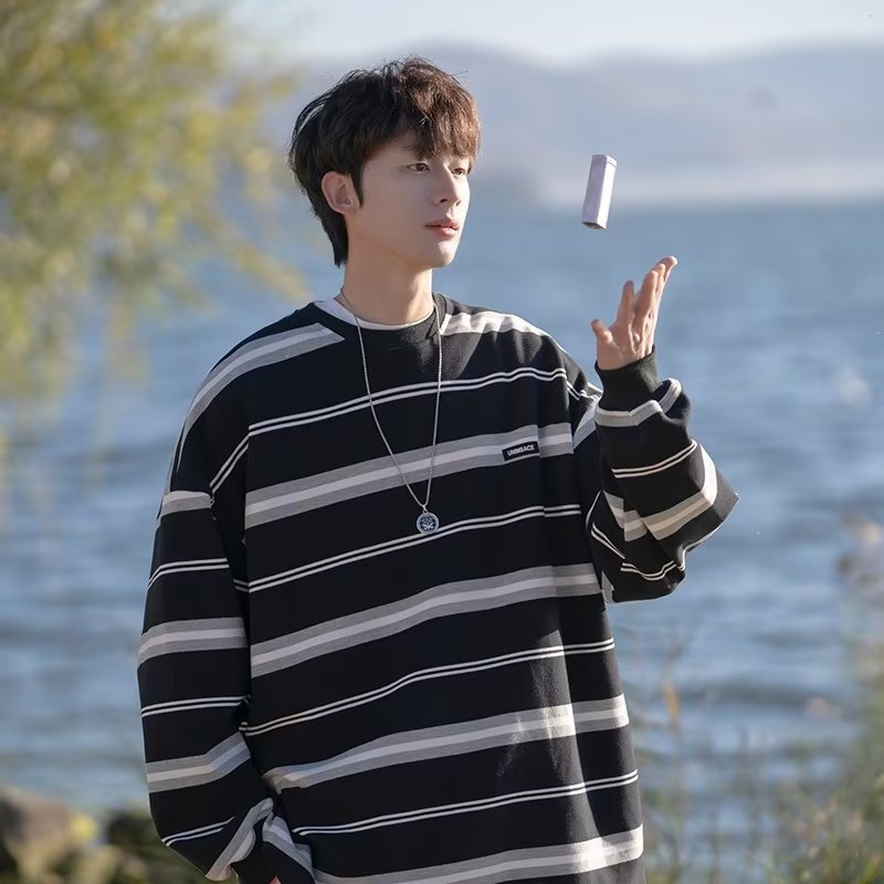 ✦AFFLIGA✦ Áo Thun Nam Tay Dài Dáng Rộng Thời Trang Phong Cách Hàn Quốc