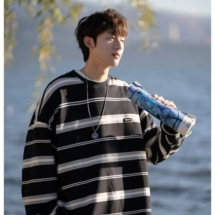 ✦AFFLIGA✦ Áo Thun Nam Tay Dài Dáng Rộng Thời Trang Phong Cách Hàn Quốc