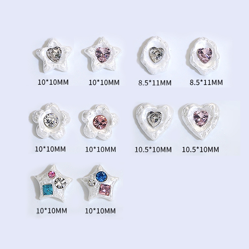 Set 10 Hạt Ngọc Trai Vỏ Sò / Ngôi Sao / Trái Tim Trang Trí Móng 3