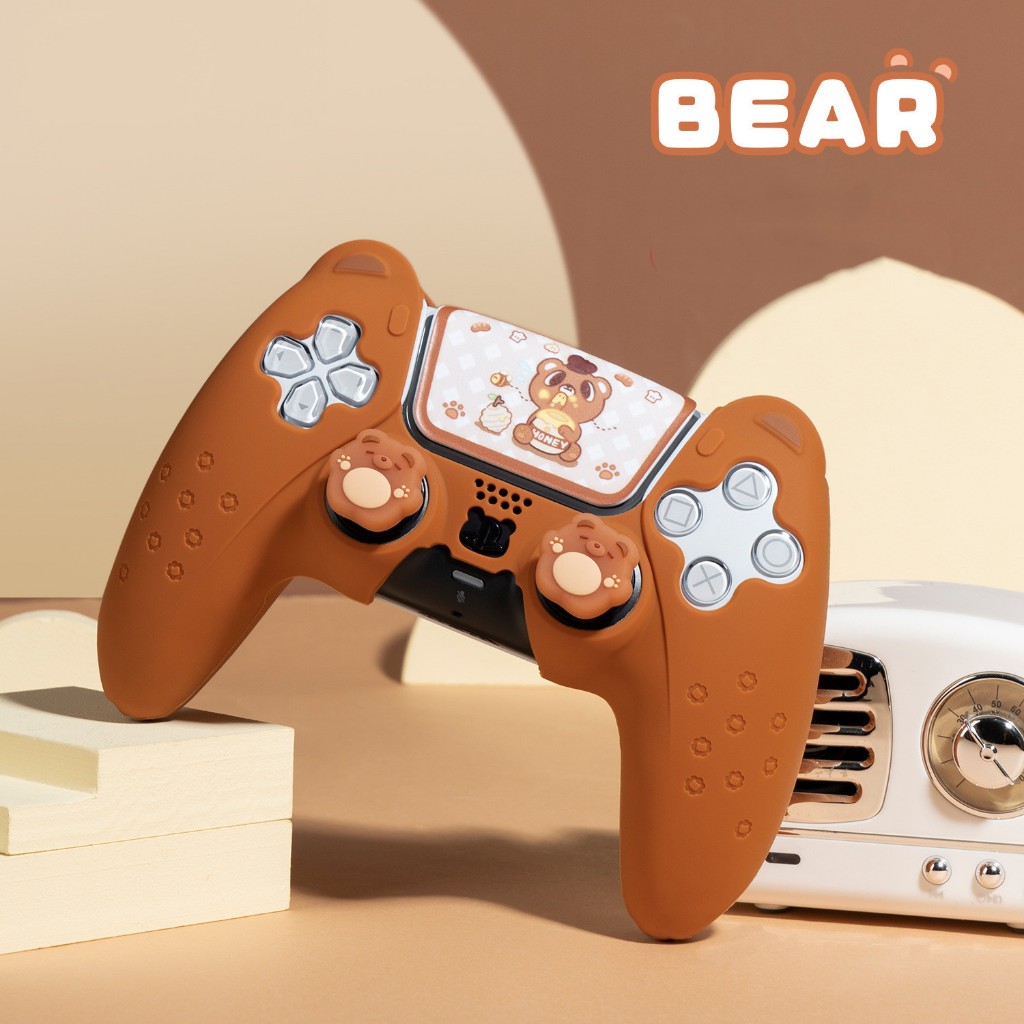 Vỏ Bọc Silicon Mềm Hình Tai Gấu Cho Tay Cầm Chơi Game ps5