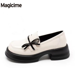 Magicime Giày Lười Da Đế Dày Thời Trang Mùa Thu 2024 Mới Cho Nữ