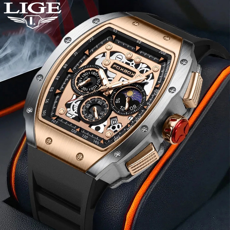 Đồng Hồ Nam LIGE analog Máy quartz Chống Thấm Nước Cho