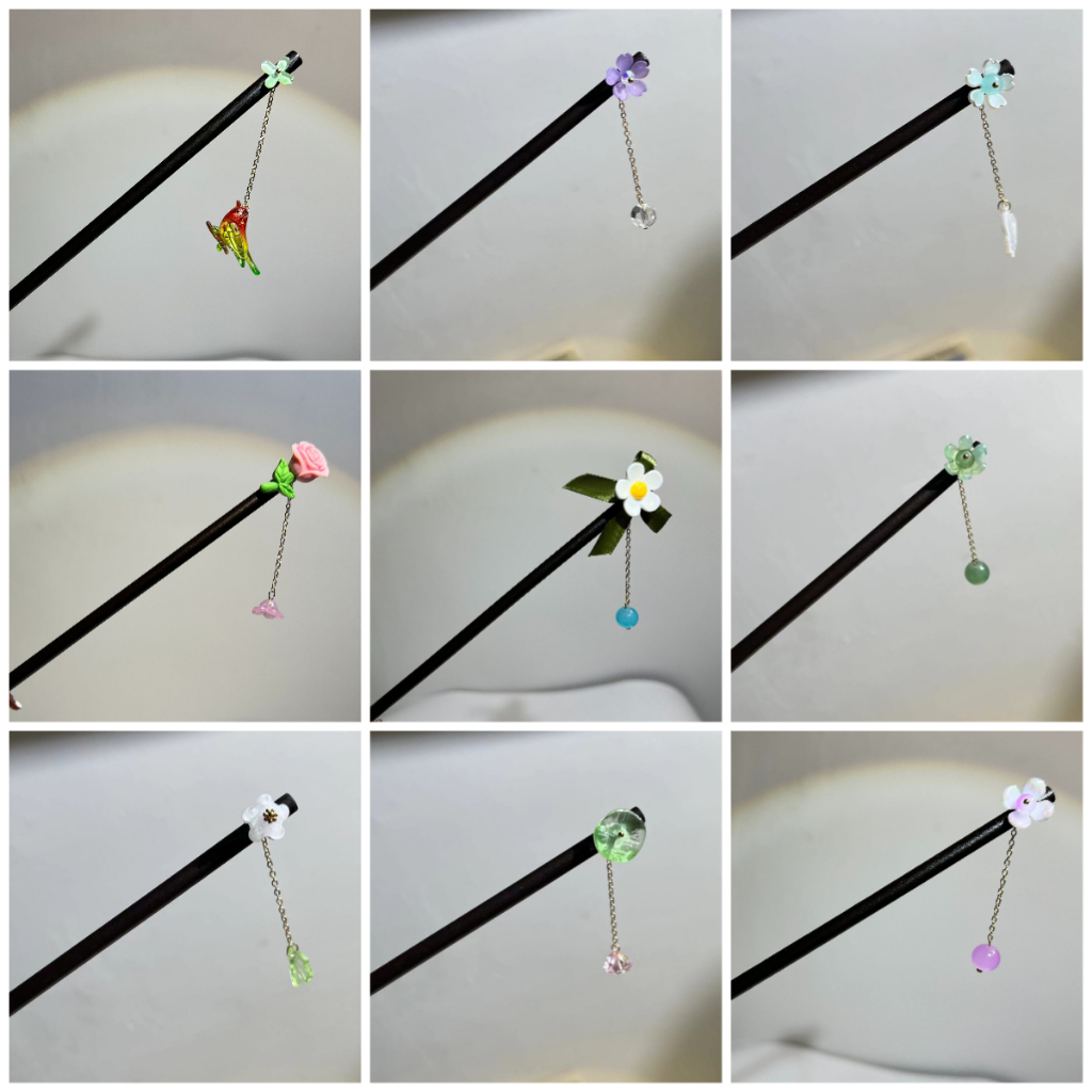 Trâm Cài Tóc Bằng Gỗ Mun Họa Tiết Hoa Đơn Giản Cho Nữ