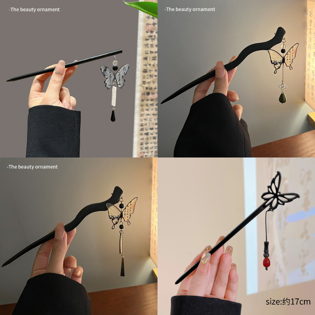 Trâm Cài Tóc Bằng Gỗ Mun Họa Tiết Hoa Đơn Giản Cho Nữ