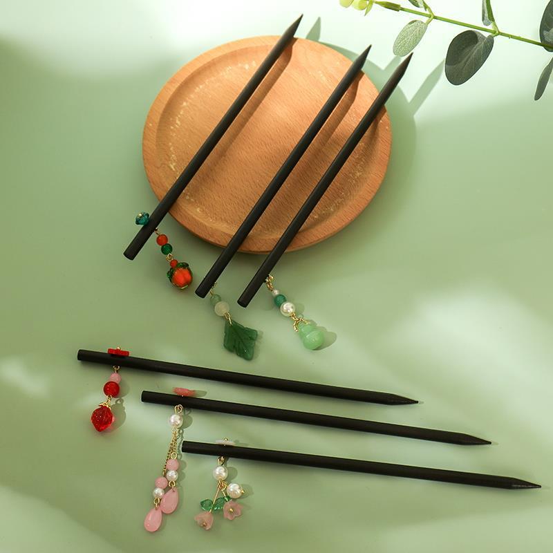 Trâm Cài Tóc Bằng Gỗ Mun Họa Tiết Hoa Đơn Giản Cho Nữ