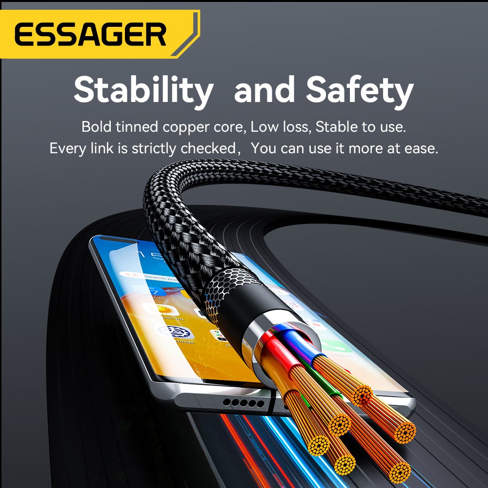 Essager Dây Cáp Sạc Nhanh 7a 100w Có Màn Hình Hiển Thị usb Sang type c