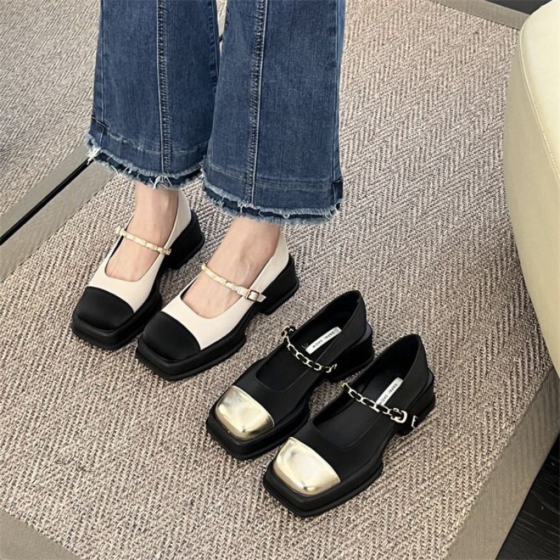 Giày Thể Thao Phong Cách hong kong Cao Cấp❥ Giày mary jane Đế Dày Có Dây Buộc Phong Cách retro Cho Nữ