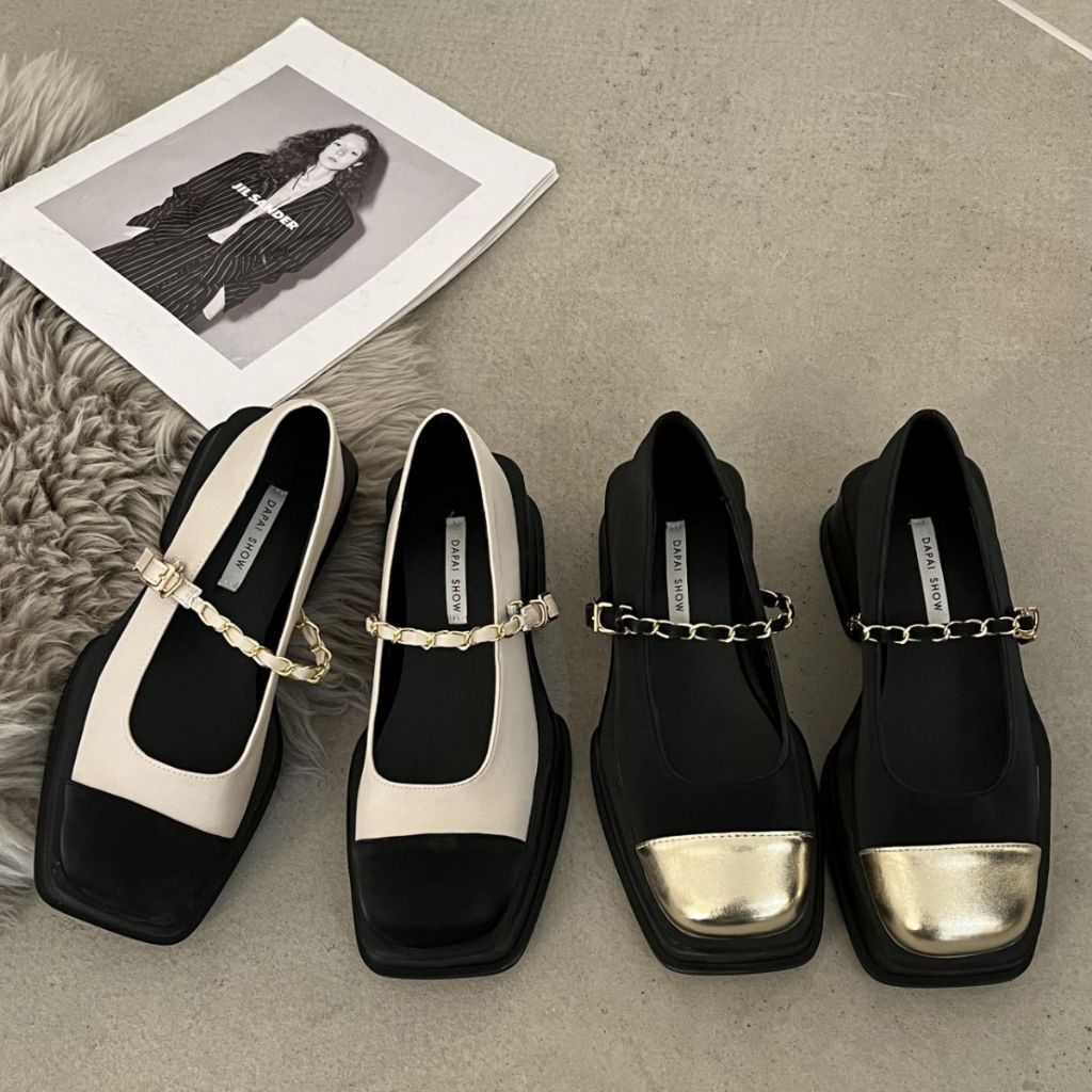 Giày Thể Thao Phong Cách hong kong Cao Cấp❥ Giày mary jane Đế Dày Có Dây Buộc Phong Cách retro Cho Nữ