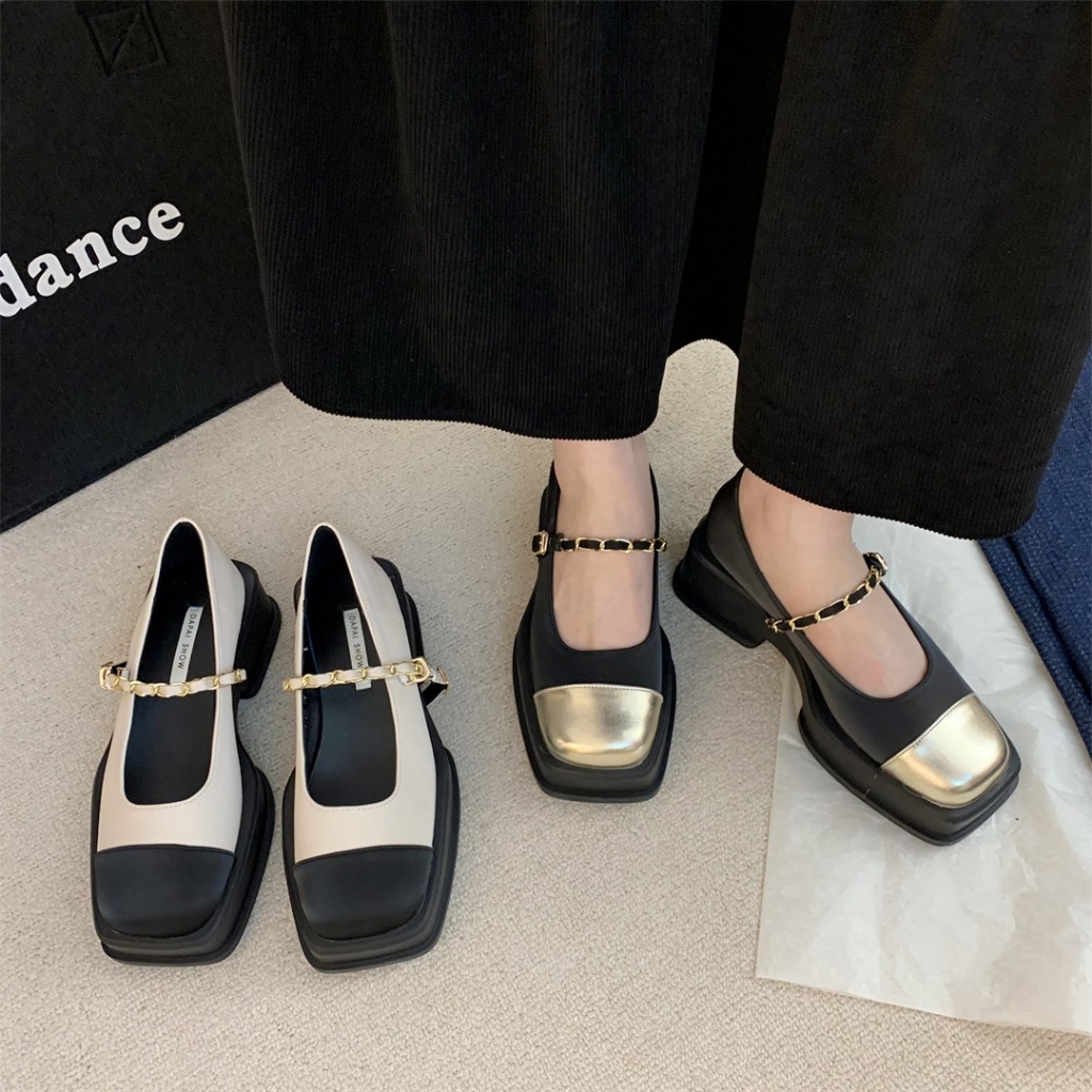 Giày Thể Thao Phong Cách hong kong Cao Cấp❥ Giày mary jane Đế Dày Có Dây Buộc Phong Cách retro Cho Nữ