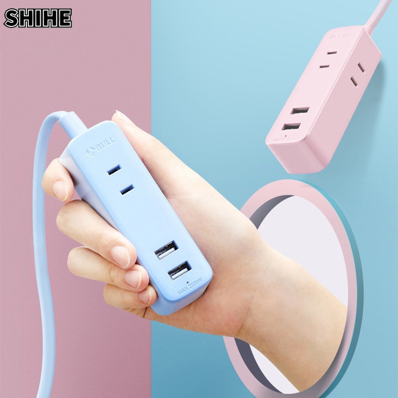 SHIHE bull two-pin socket đầu phẳng plug-in strip với usb plug-in board ổ cắm di động mini hàng nhỏ ổ cắm du lịch