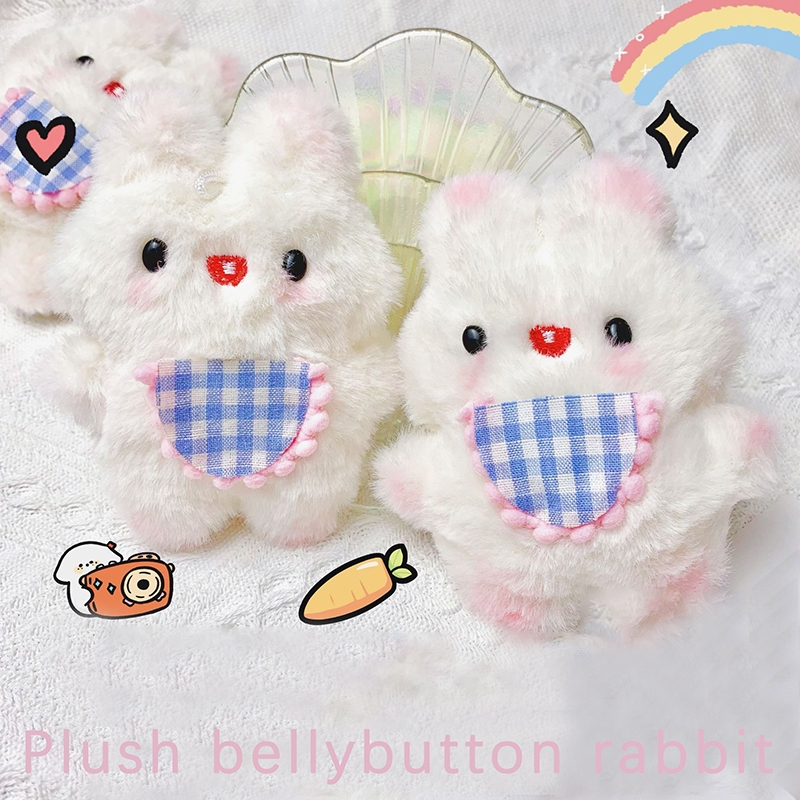 Pjy diy cartoon plush bib rabbit doll toy keychain túi dễ thương mặt dây chuyền ch chìa khóa xe hơi cho phụ nữ quà tặng kawaii pj