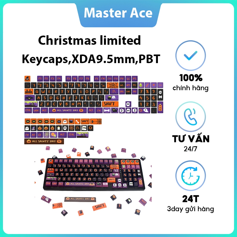 Keycap giới hạn Halloween, 135 phím, chiều cao XDA 9,5MM, thăng hoa PBT, phù hợp với bàn phím phím 87/68/84/104/108 ​