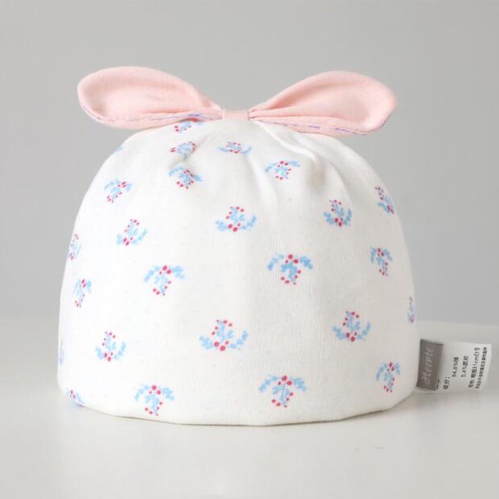Mũ cotton Chấm Bi Đính Hoa Chất Lượng Cao Thời Trang Xuân Thu Cho Bé Sơ Sinh Từ 0-3 Tháng Tuổi