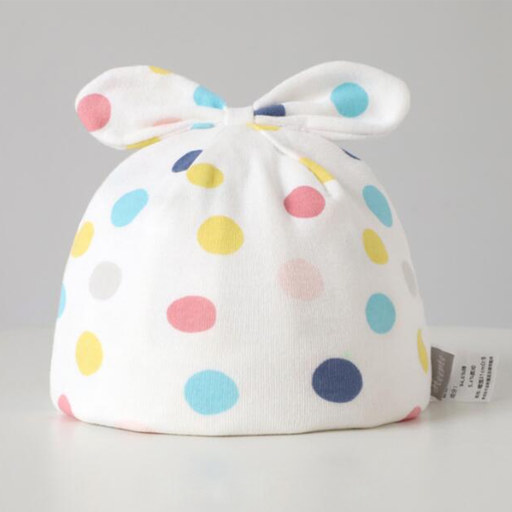 Mũ cotton Chấm Bi Đính Hoa Chất Lượng Cao Thời Trang Xuân Thu Cho Bé Sơ Sinh Từ 0-3 Tháng Tuổi