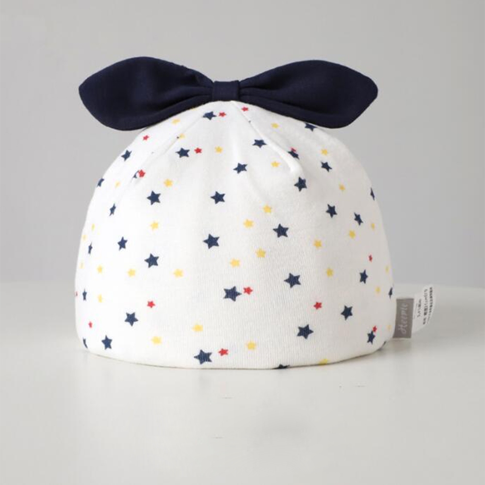 Mũ cotton Chấm Bi Đính Hoa Chất Lượng Cao Thời Trang Xuân Thu Cho Bé Sơ Sinh Từ 0-3 Tháng Tuổi