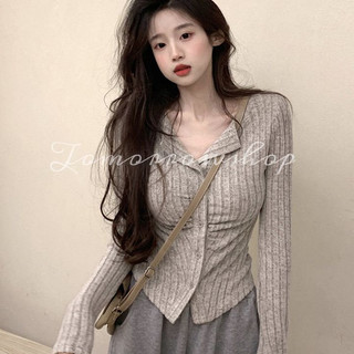 Tomorrow Áo cardigan Dệt Kim Tay Dài Dáng Ôm Thời Trang Mùa Thu Cho Nữ V006