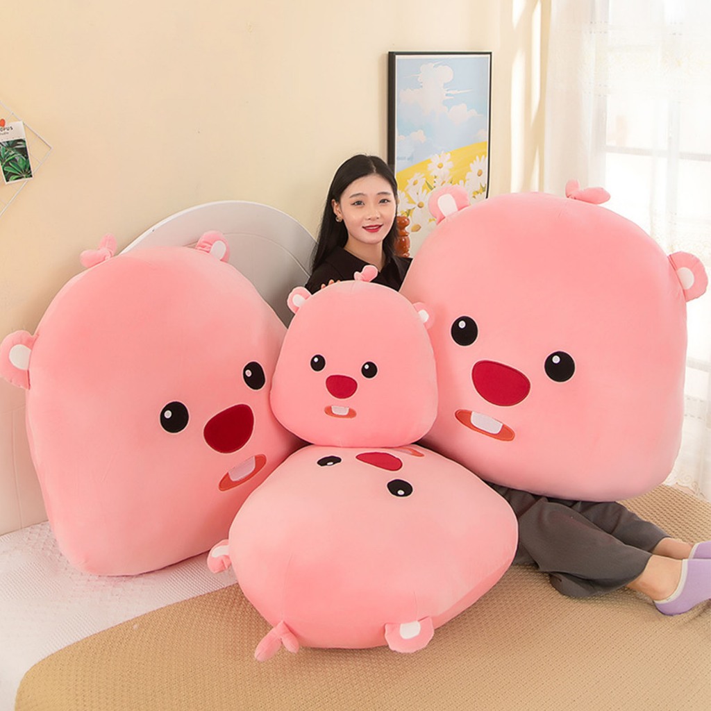 Thú Nhồi Bông  Hình Chim Cánh Cụt Màu Hồng Gấu bông Loopy Gối ôm Hải Ly Dễ Thương Cho Trẻ Em Người Lớn WHYME