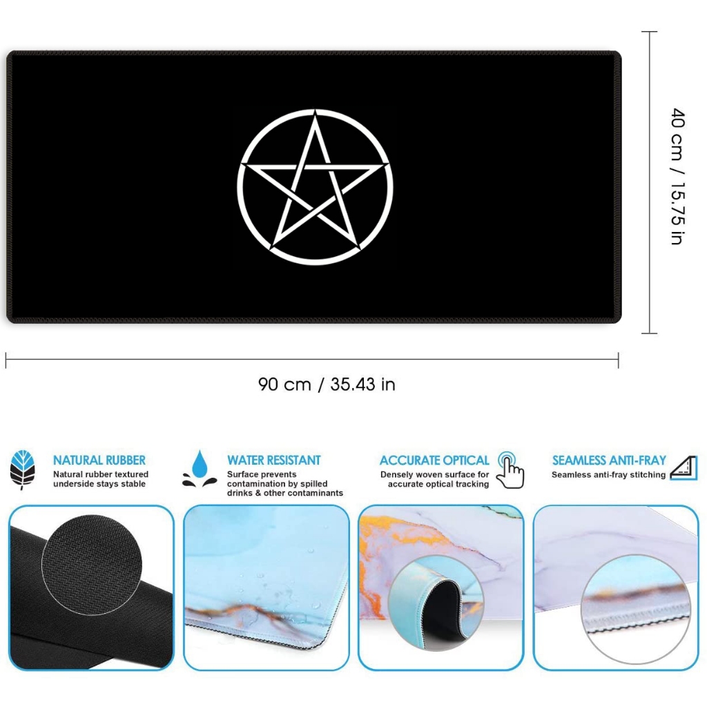 Tấm Lót Chuột Và Bàn Phím Máy Tính Hình Ngôi Sao Năm Cánh Màu Đen