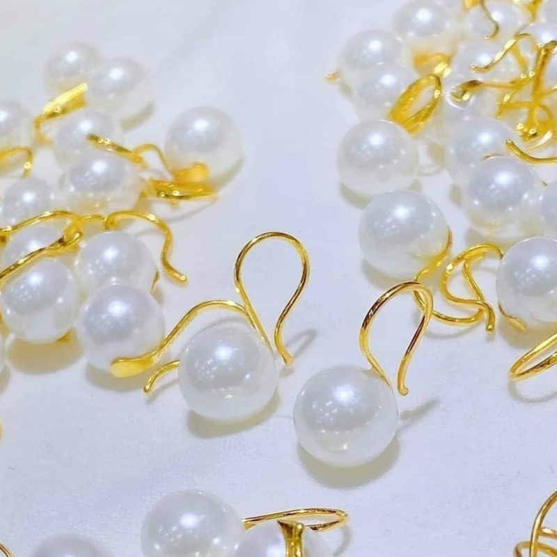 Bông tai titan không gỉ mạ vàng 18k thiết kế ngọc trai nhân tạo phong cách thời trang thanh lịch dành cho nữ