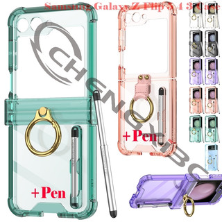 Bao da điện thoại nắp lật kèm ngăn đựng bút chống rơi cho samsung galaxy z flip 5 flip 4 flip 3 flip 5 flip 4 z 3